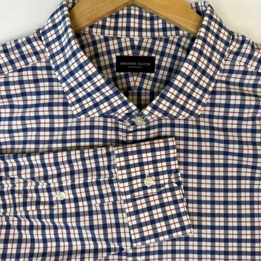 Proper Cloth Performance Mens Navy Blue Red Stretch Button Down Shirt 20 3X